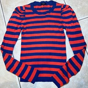 J. Crew Orange and Blue Striped Sweater